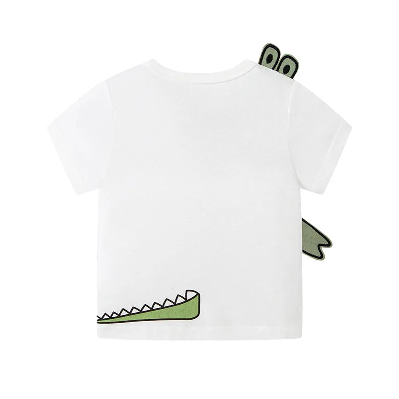 Cute Cartoon Animal Kids T-Shirt – Elephant & Crocodile Print  kids clothing YAG Boutique
