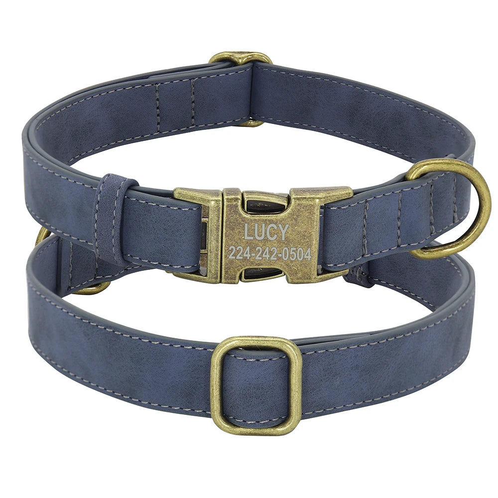 Classic PU Leather Personalised Pet Collars  pet accessories YAG Boutique
