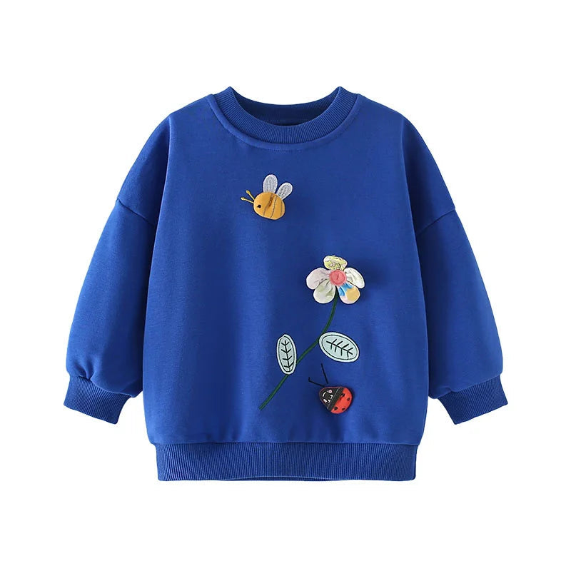 Blue Bee & Ladybug Floral Kids Sweatshirt  kids clothing YAG Boutique