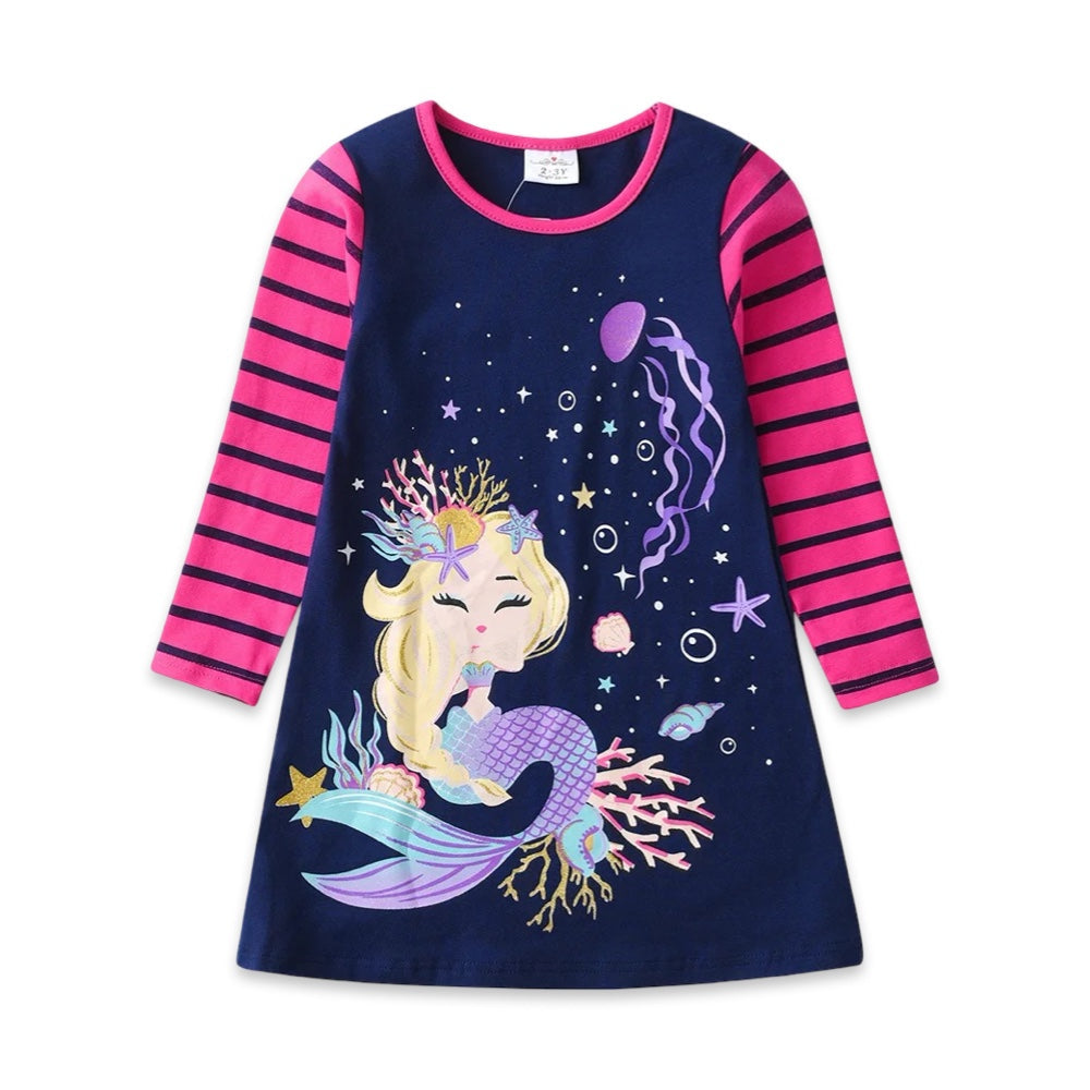 Underwater Enchantment Long Sleeve Mermaid Dress  girls clothing YAG Boutique