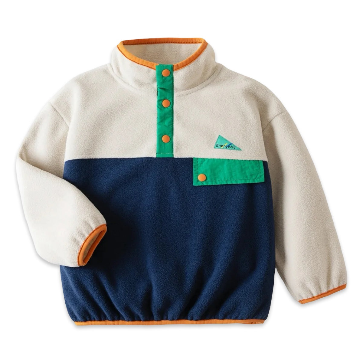 Retro Color-Block Quarter-Snap Fleece Pullover  kids clothing YAG Boutique