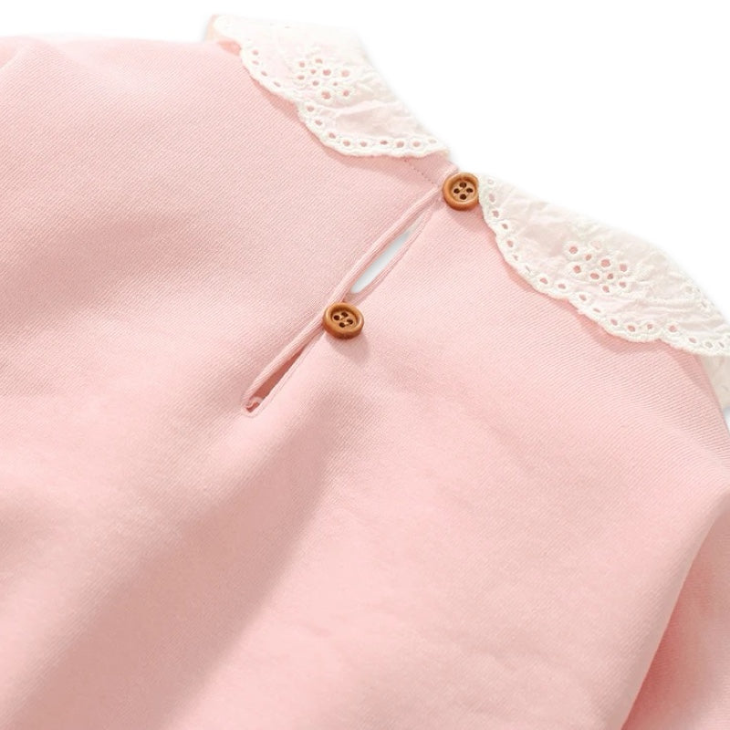 Girls' Fleece-Lined Sweatshirt with Vintage Lace Peter Pan Collar  girls clothing YAG Boutique