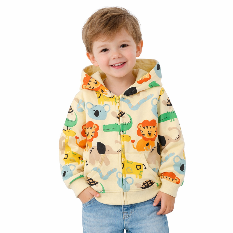 Safari Jungle Animal Zip Hoodie for Kids  kids clothing YAG Boutique