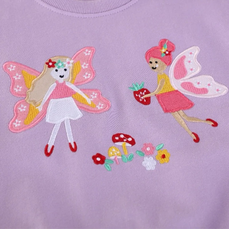 Girls Lavender Fairy Embroidery Sweatshirt Dress with Tulle Tutu Skirt  girls clothing YAG Boutique