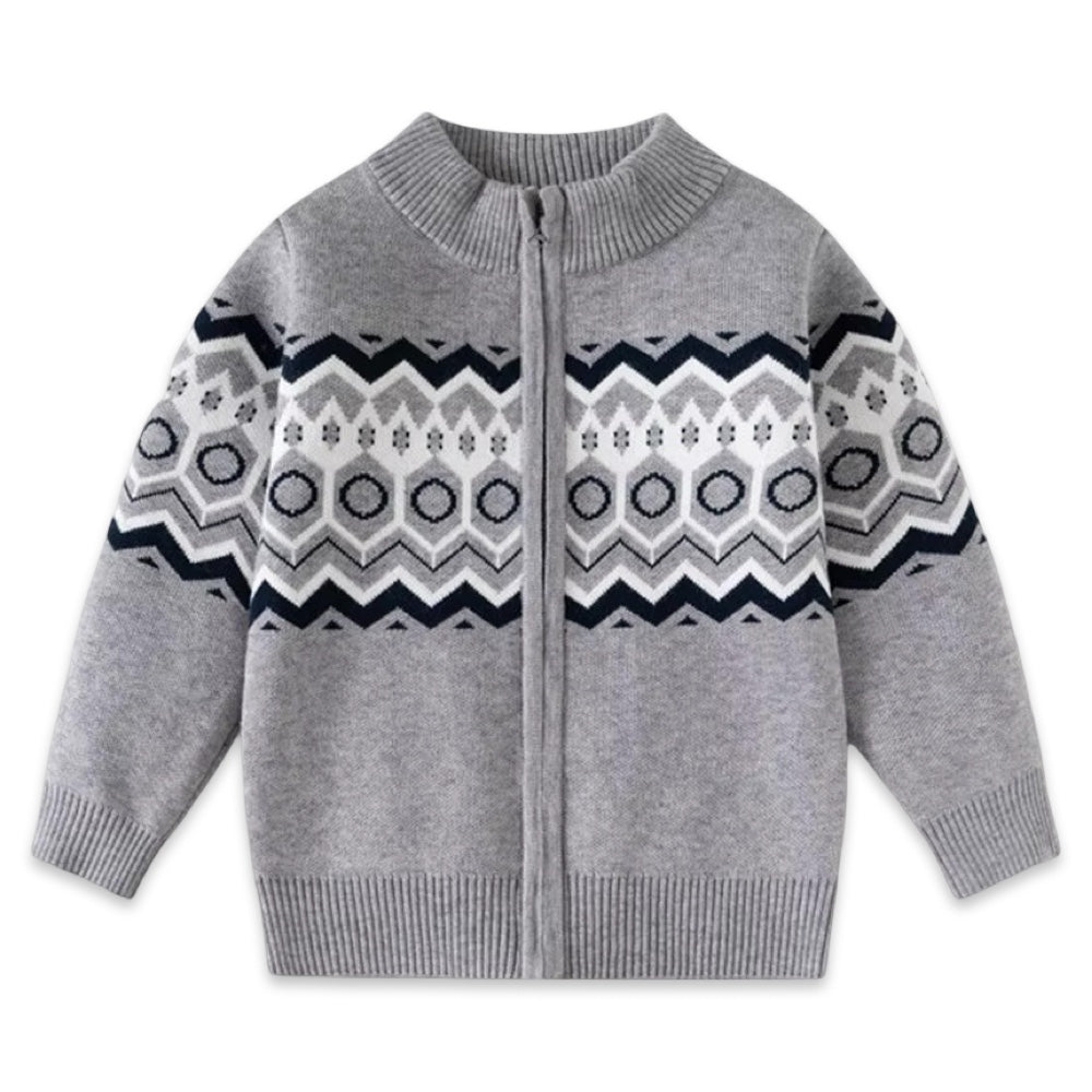 Nordic Fair Isle Zip-Up Knit Jacket  kids clothing YAG Boutique