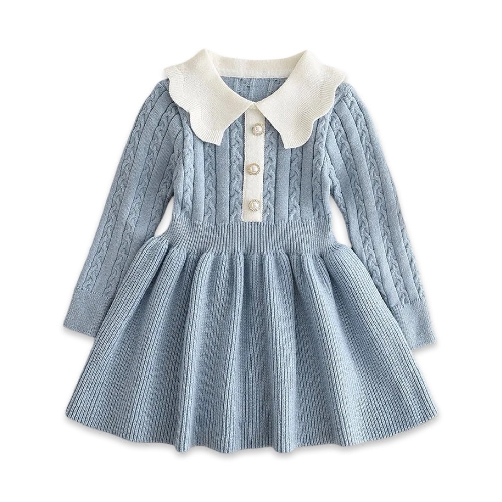 Girl's Cable Knit Scalloped Collar Dress  girls clothing YAG Boutique