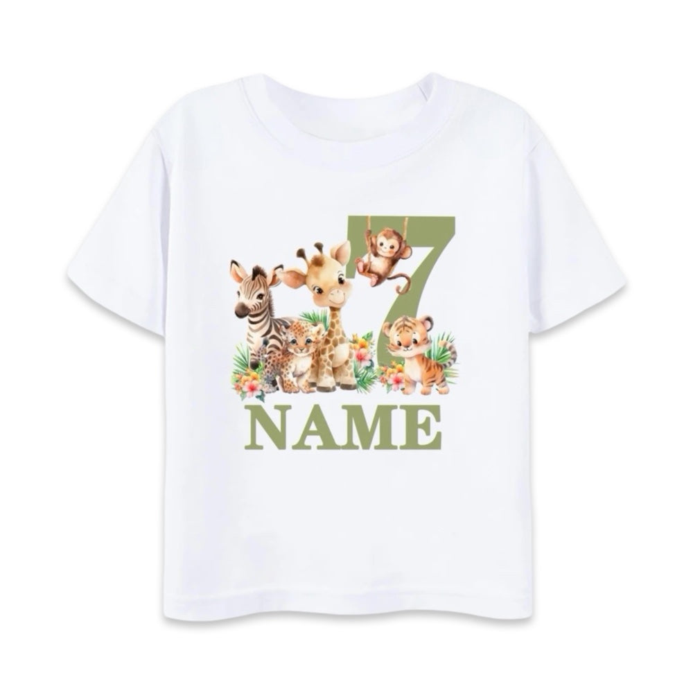 Personalised Kids Safari Birthday T-Shirt  kids clothing YAG Boutique