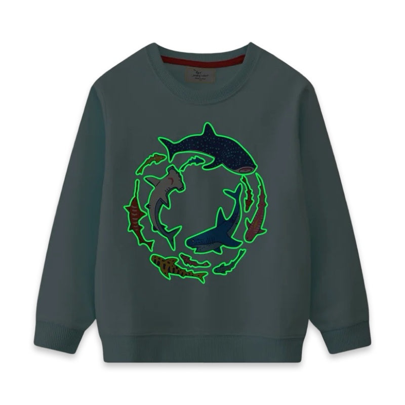 Glow-in-the-Dark Sharks Kids Jumper  kids clothing YAG Boutique