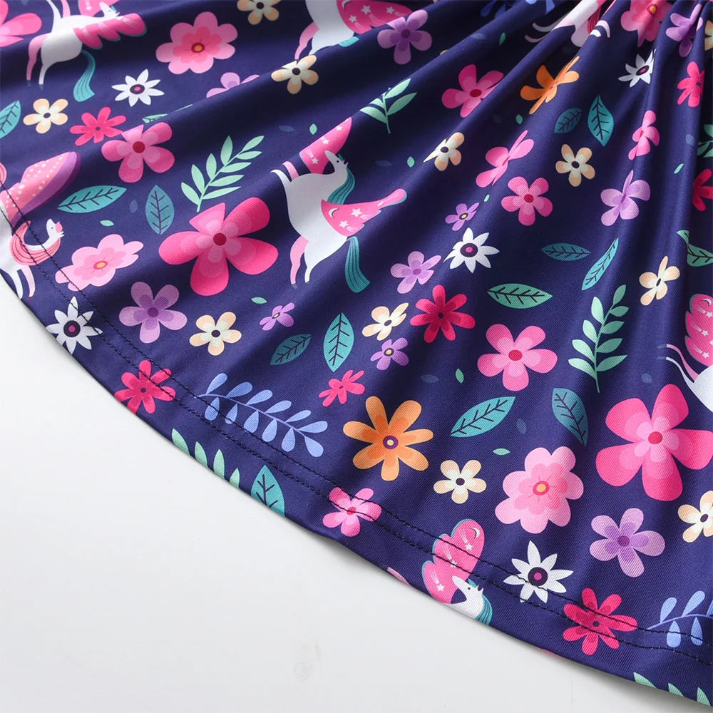 Girls Unicorn Floral Twirl Dress  girls clothing YAG Boutique