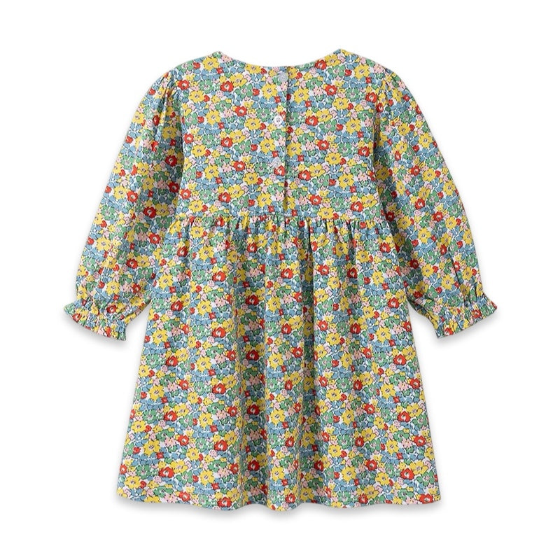 Girls Long Sleeve Floral Smocked Dress  girls clothing YAG Boutique