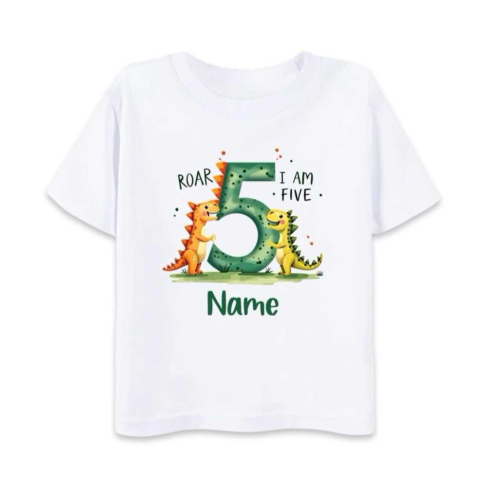 Personalised Kids Dino Birthday T-Shirt  kids clothing YAG Boutique