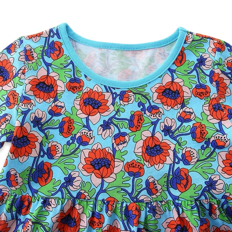 Vibrant Blue Floral Kids Summer Dress  girls clothing YAG Boutique