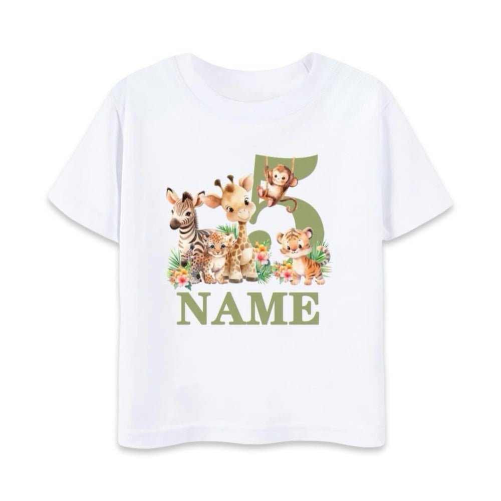 Personalised Kids Safari Birthday T-Shirt  kids clothing YAG Boutique