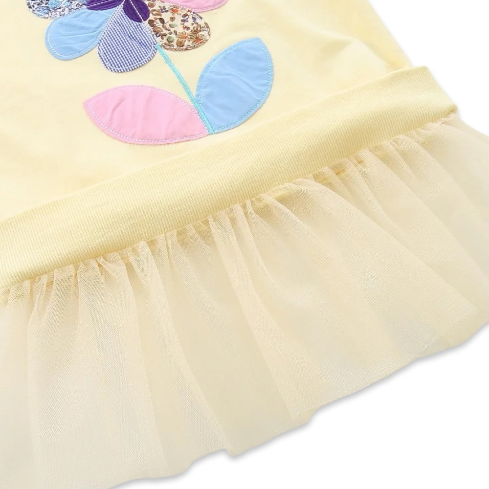 Lightweight Pastel Floral Patchwork Tunic Dress with Tulle Hem  girls clothing YAG Boutique