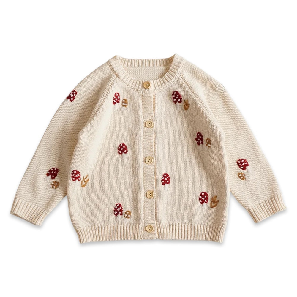 Mushroom Embroidered Baby Cardigan  kids clothing YAG Boutique