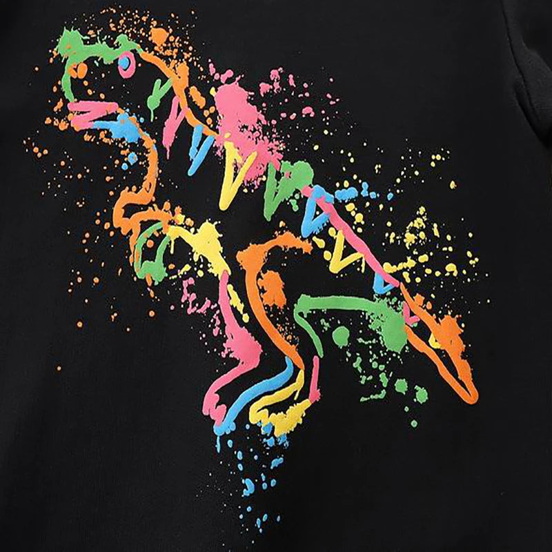 Kids Neon Splatter T-Rex Sweatshirt  kids clothing YAG Boutique