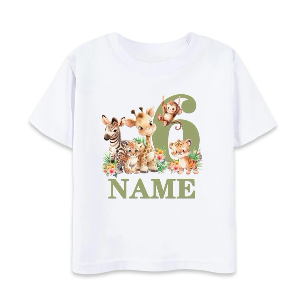 Personalised Kids Safari Birthday T-Shirt  kids clothing YAG Boutique