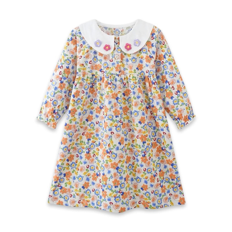 Floral Meadow Peter Pan Collar Toddler Girls Dress  girls clothing YAG Boutique
