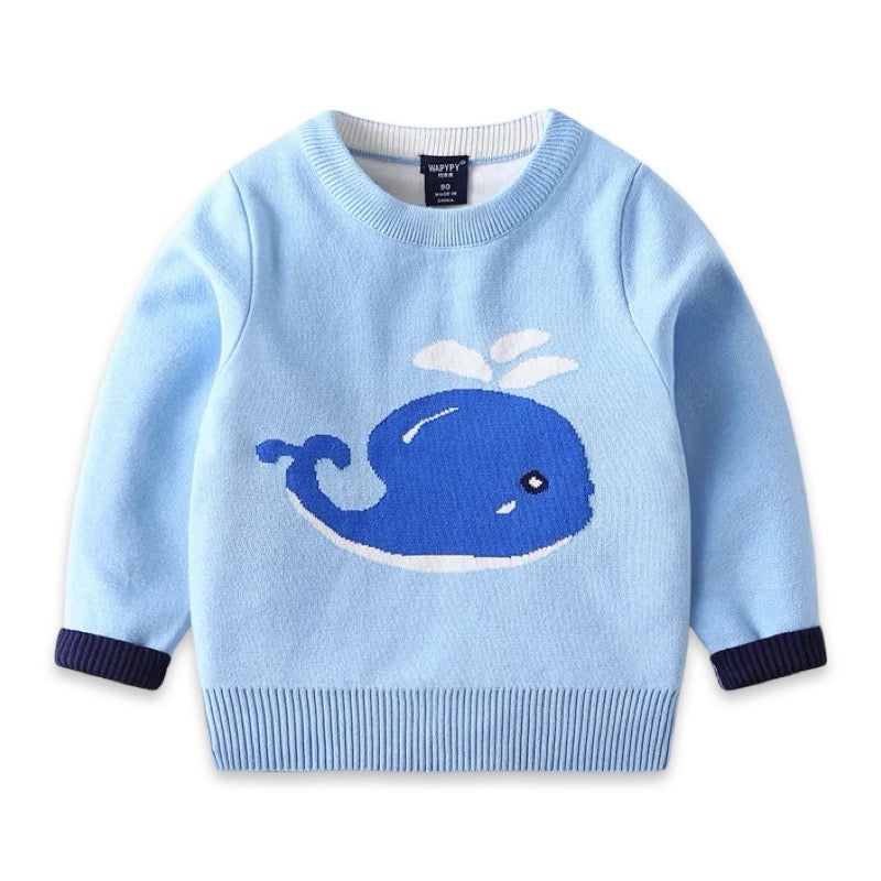 Seaside Blue Whale Knit Jumper  kids clothing YAG Boutique