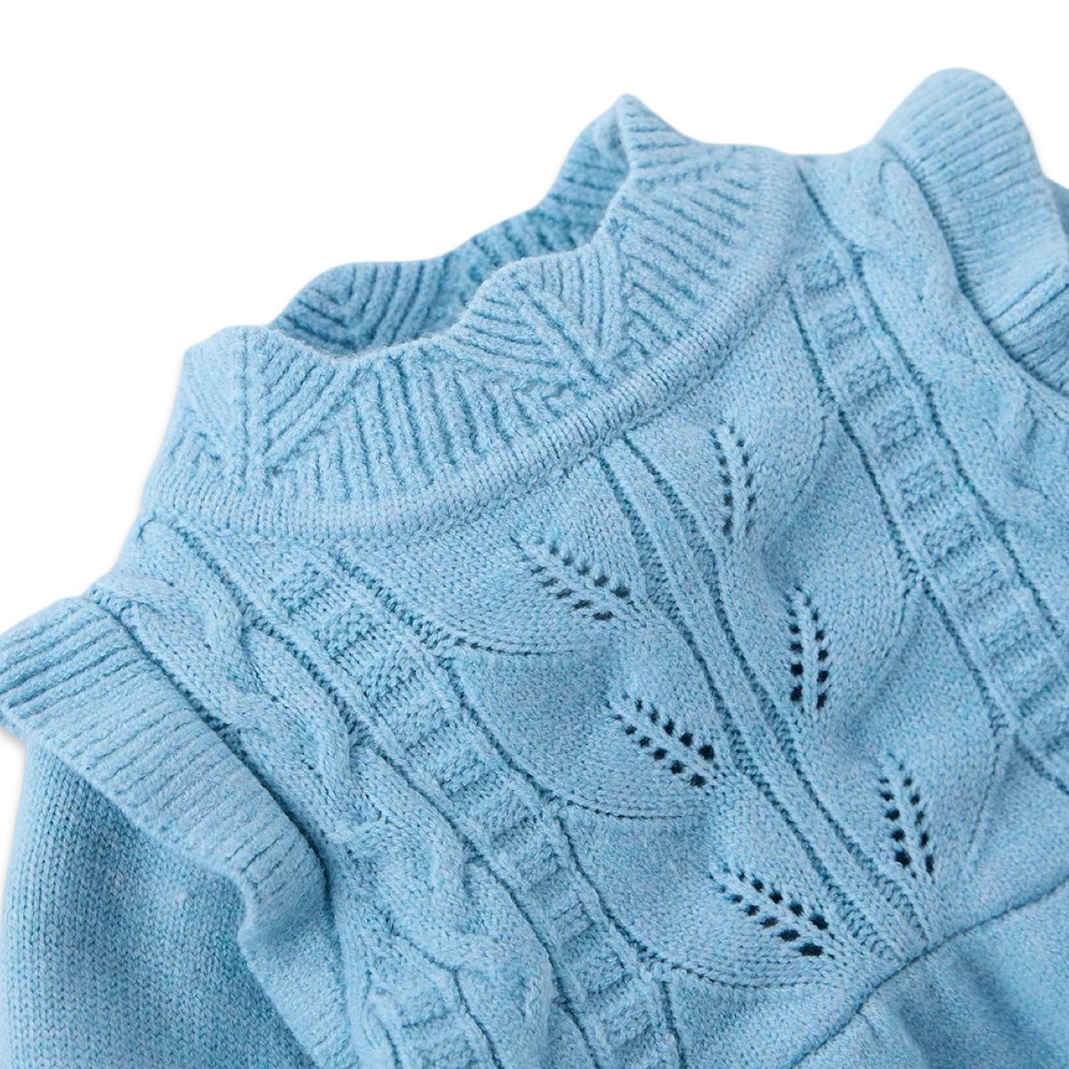 Cozy Cable-Knit Flutter Sleeve Baby Dress