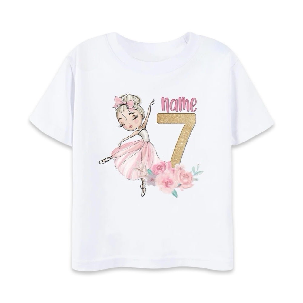 Personalised Ballerina Birthday T-Shirt  girls clothing YAG Boutique