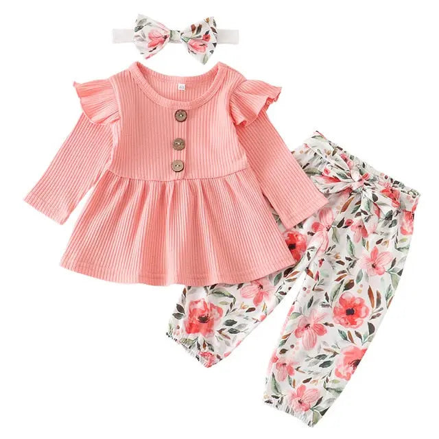 3pcs/Set Flower Clothes for Baby Girls 0-24M Yesy All Goods