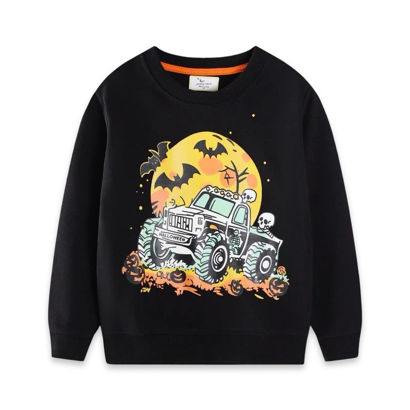 Spooky Monster Truck Halloween Crewneck Jumper for Kids  kids clothing YAG Boutique