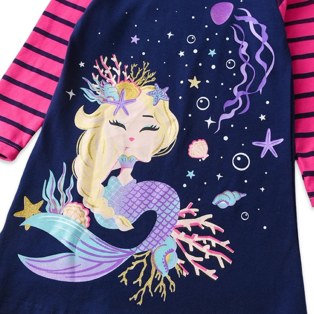 Underwater Enchantment Long Sleeve Mermaid Dress  girls clothing YAG Boutique