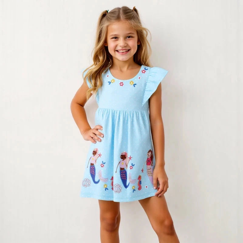 Girls Blue Mermaid Summer Dress  girls clothing YAG Boutique