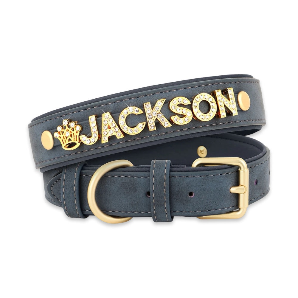 Personalised Soft Suede Rhinestone Dog Collar  pet accessories YAG Boutique