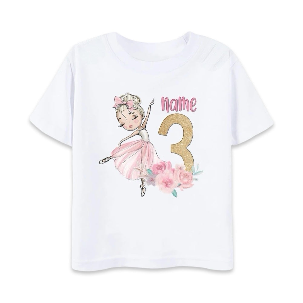 Personalised Ballerina Birthday T-Shirt  girls clothing YAG Boutique