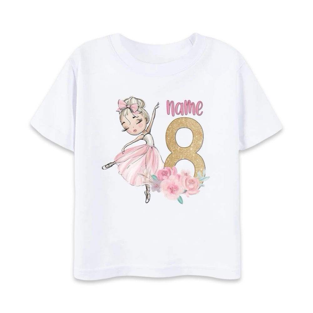 Personalised Ballerina Birthday T-Shirt  girls clothing YAG Boutique