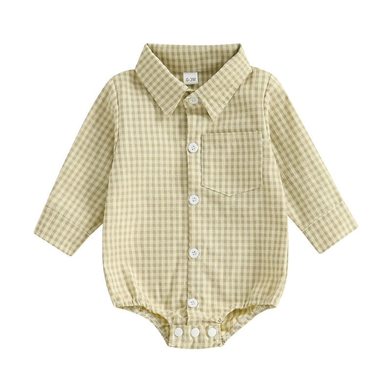 Classic Gingham Long Sleeve Baby Romper  baby clothing YAG Boutique