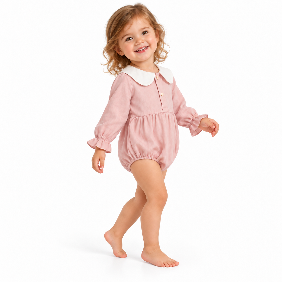 Soft Cotton Long Sleeve Peter Pan Collar Baby Girl Romper  girls clothing YAG Boutique