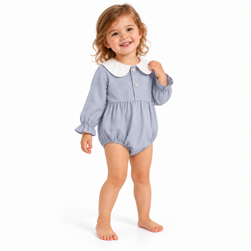 Soft Cotton Long Sleeve Peter Pan Collar Baby Girl Romper  girls clothing YAG Boutique