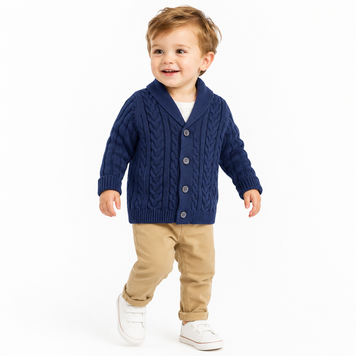 The Theodore Cable Knit Shawl Cardigan  kids clothing YAG Boutique