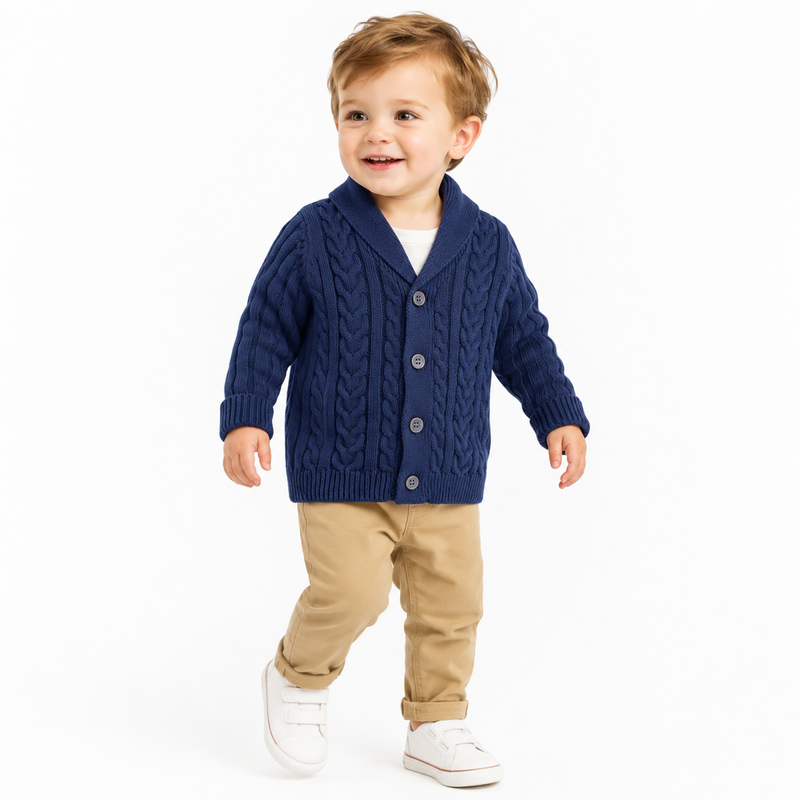 The Theodore Cable Knit Shawl Cardigan  kids clothing YAG Boutique