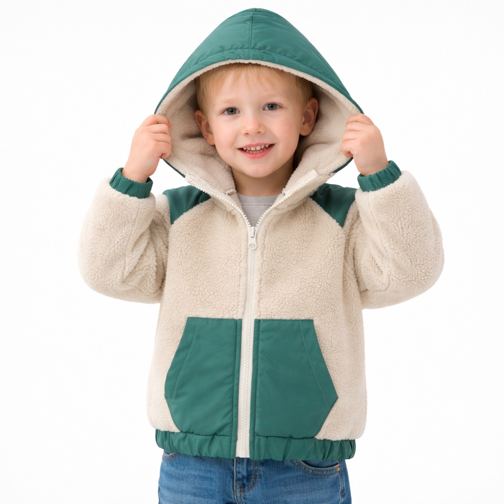 Kids Sherpa Fleece Hooded Jacket  kids clothing YAG Boutique