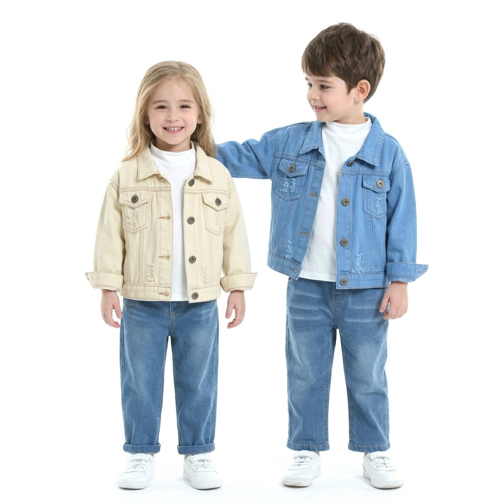 Kids Distressed Colour Denim Jacket  kids clothing YAG Boutique