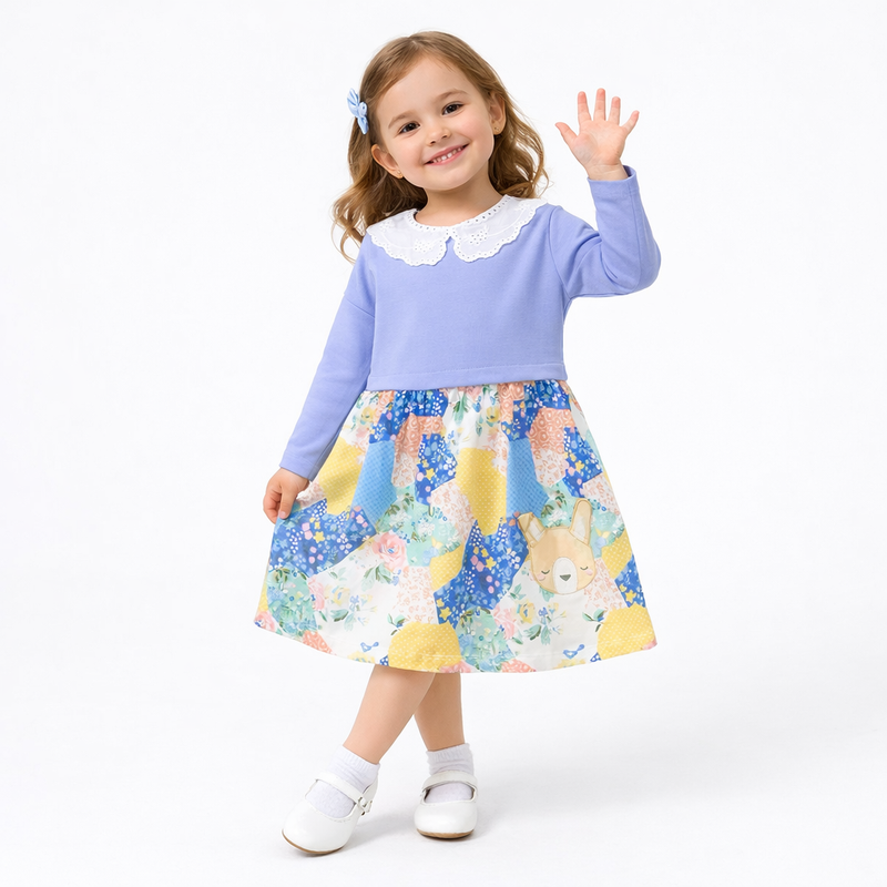 Vintage-Wash Patchwork Denim Jacket for Baby & Toddler  girls clothing YAG Boutique