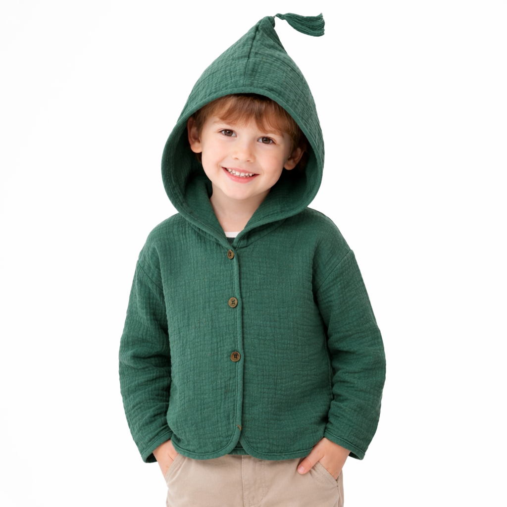 YAG Boutique Luxe Double Gauze Hooded Cardigan  kids clothing YAG Boutique