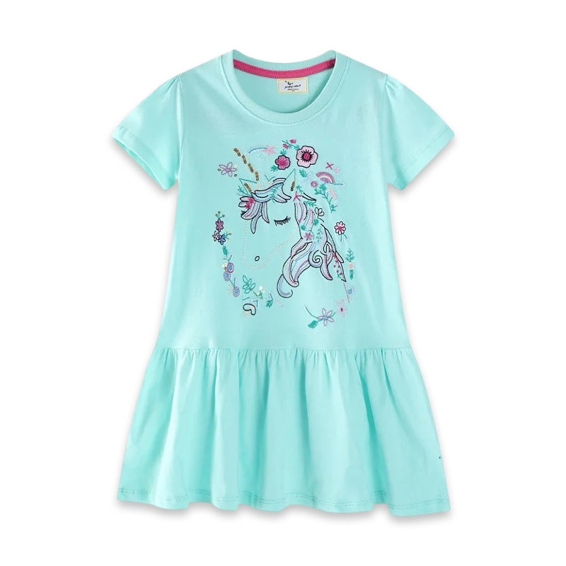 Girls Magical Unicorn Pastel Mint Dress  girls clothing YAG Boutique