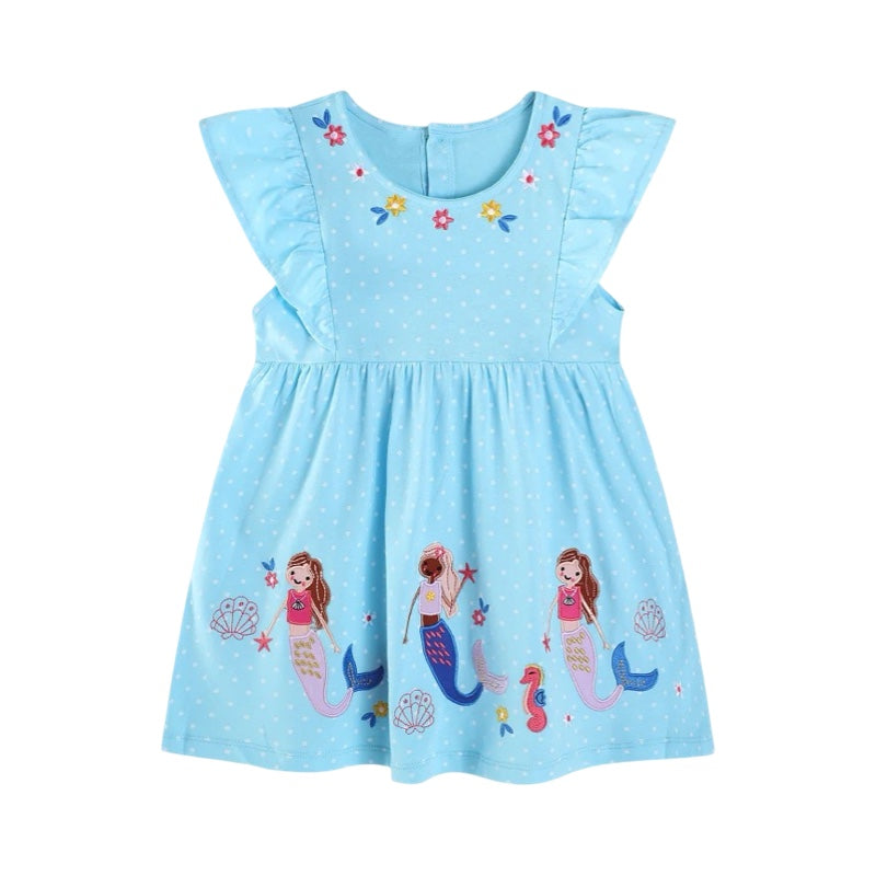 Girls Blue Mermaid Summer Dress  girls clothing YAG Boutique