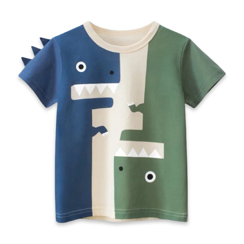 Kids Dinosaur Color Block T-Shirt  kids clothing YAG Boutique