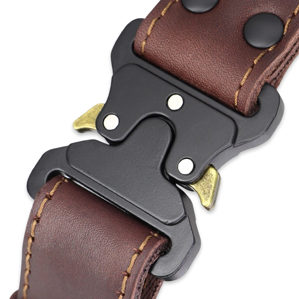 Tactical Heavy Duty Leather Dog Collar with Quick-Release Metal Buckle  pet accessories YAG Boutique