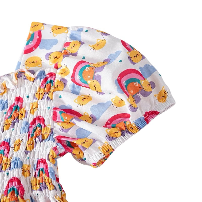 Girls Rainbow Sunshine Smocked Dress  girls clothing YAG Boutique