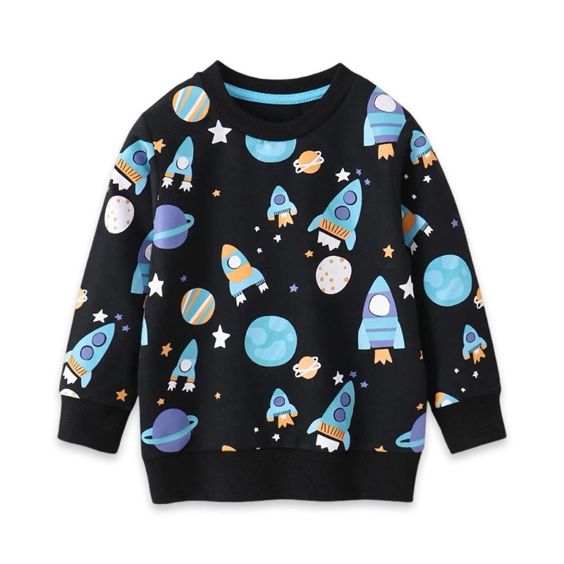 Boys Outer Space Rocket Print Pullover Jumper  kids clothing YAG Boutique