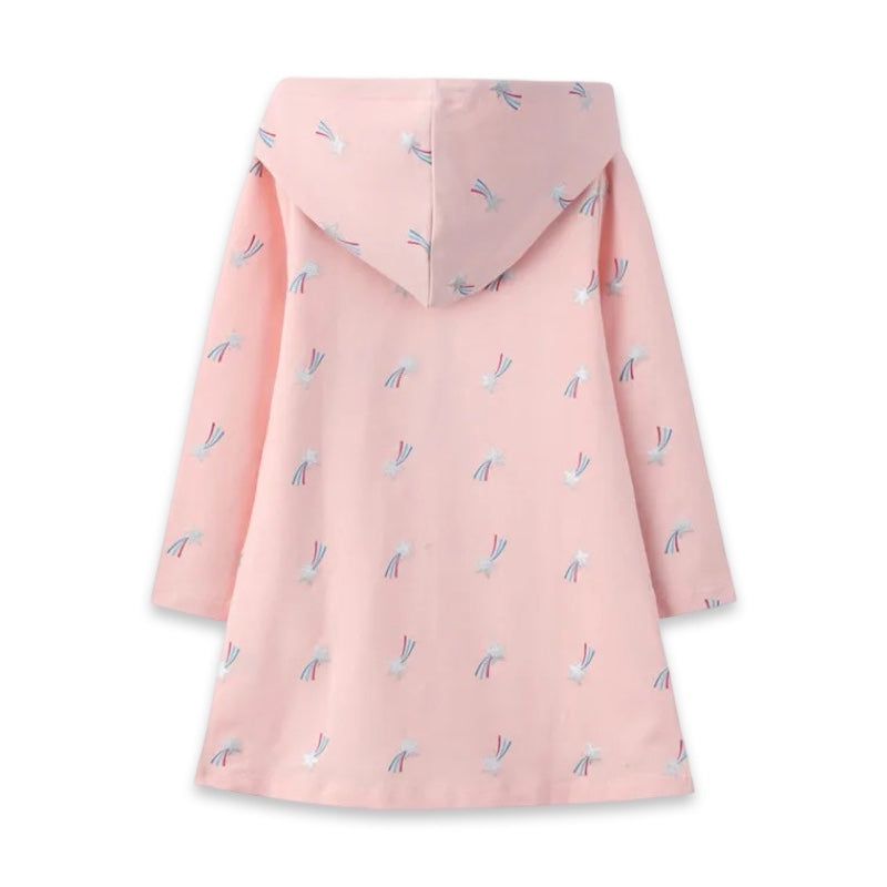 Girls Pink Sequin Shooting Star Hoodie Dress  girls clothing YAG Boutique