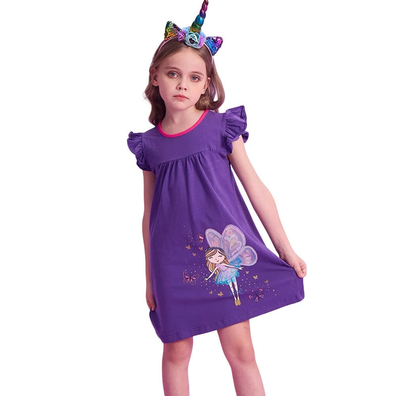 Girls Purple Fairy Wings Dress  girls clothing YAG Boutique