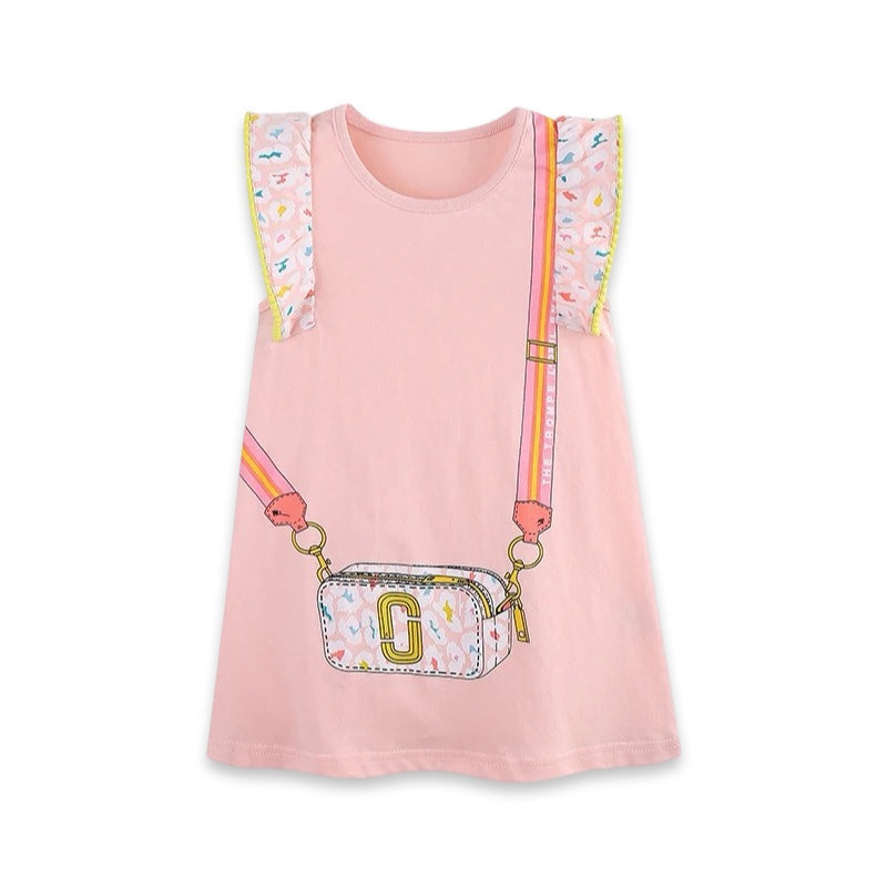 Girls Pink Crossbody Bag Print Dress  girls clothing YAG Boutique